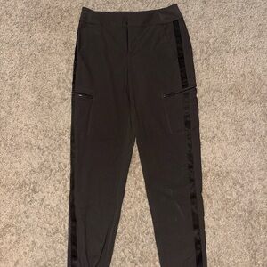 Athleta Black Cargo Pants with Side Stripes